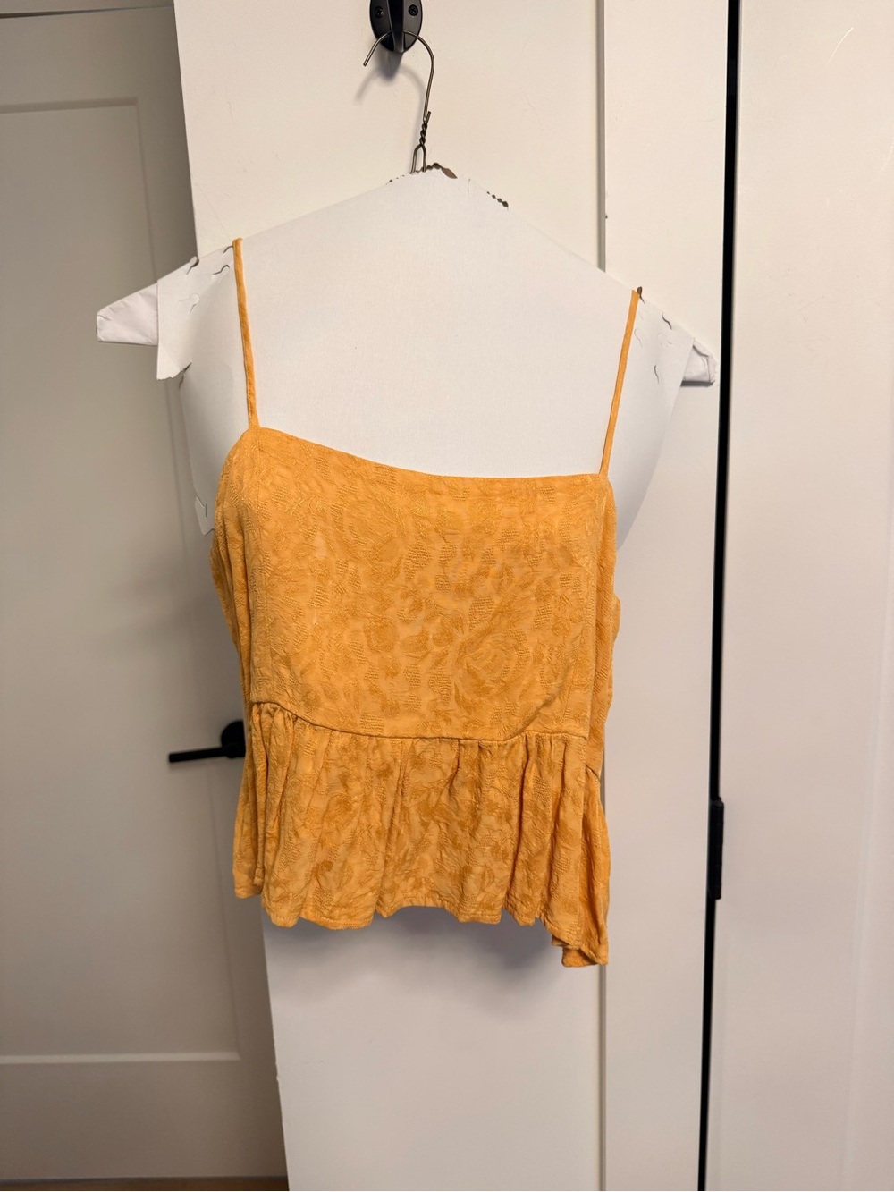 saltwater LUXE Yellow Textured Spaghetti Strap Peplum Camisole